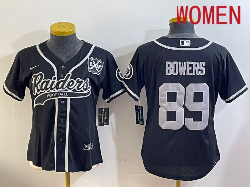Women Oakland Raiders #89 Bowers Black Joint Name 2024 Nike Limited NFL Jersey style 5->women nfl jersey->Women Jersey